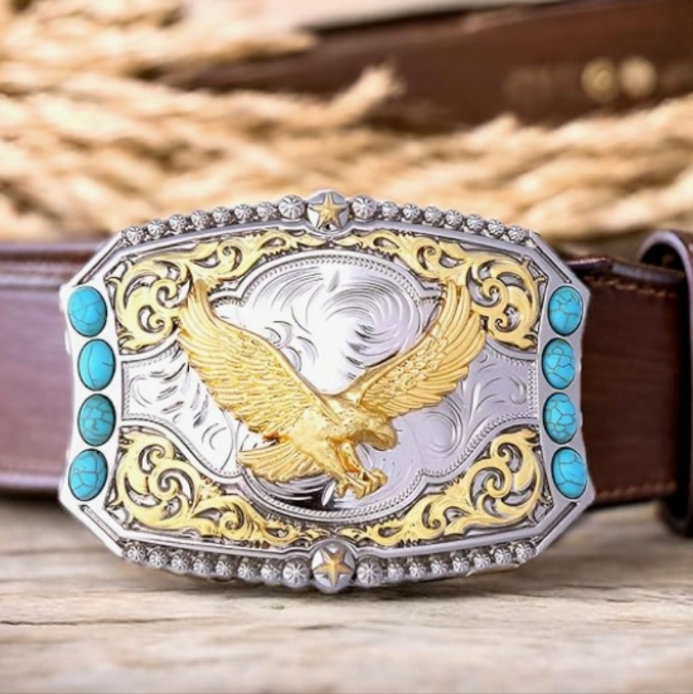 New eagle western cowboy belt buckle approximately 3.54x2.65